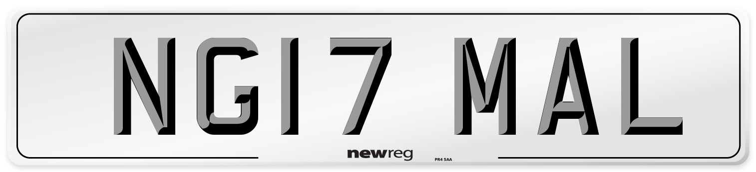 NG17 MAL Number Plate from New Reg
